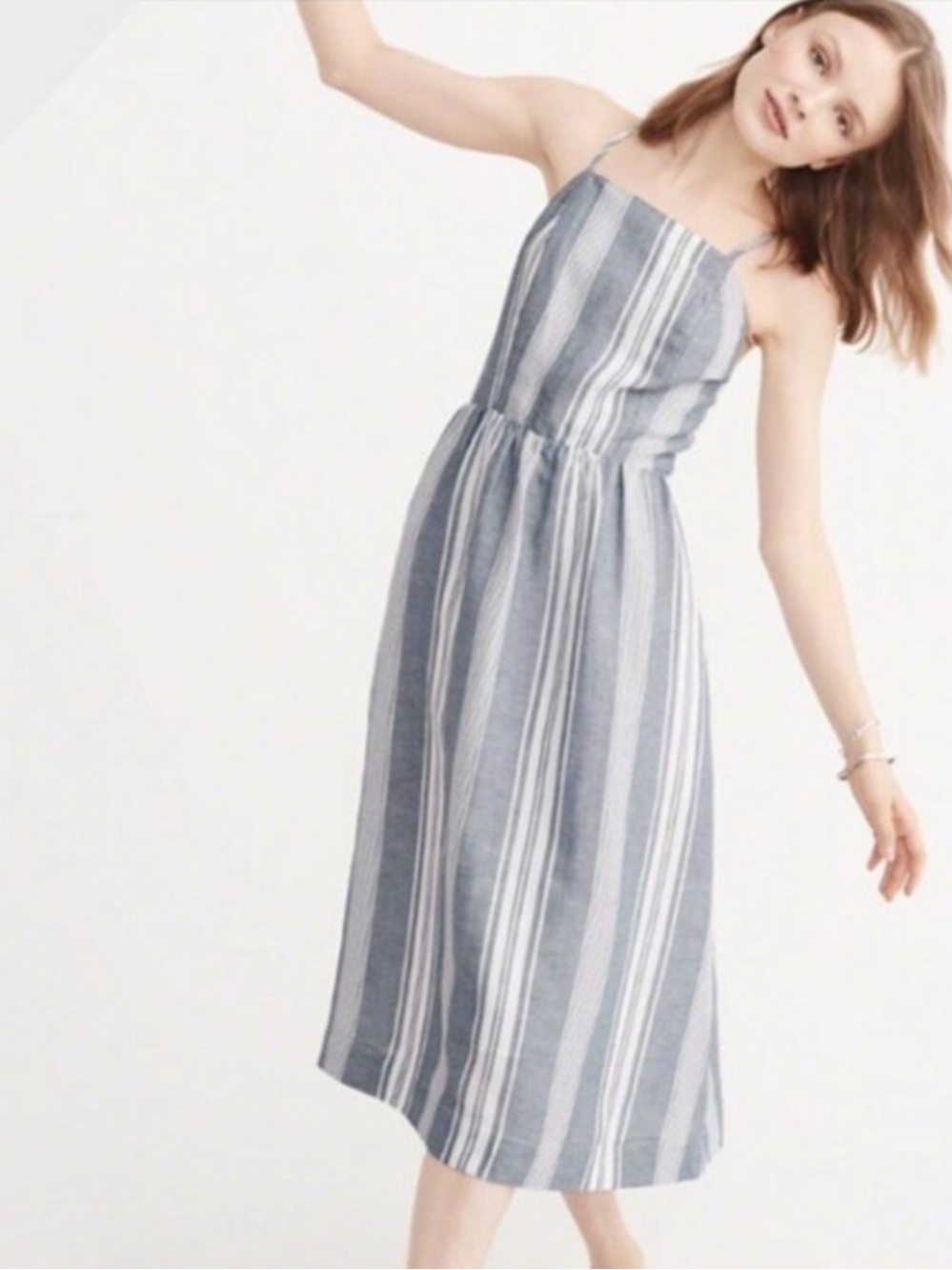 Abercrombie‎ & Fitch Sun Dress Linen & Cotton Striped Square Neck Line  M